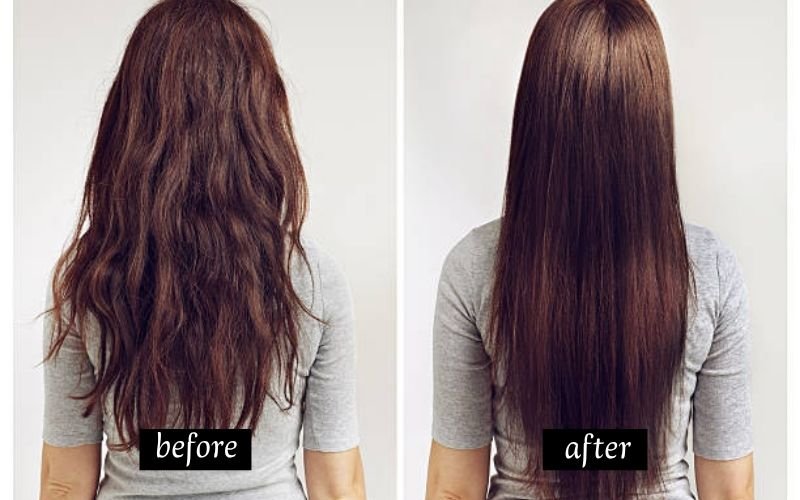Before and after results of homemade hair mask for thicker hair