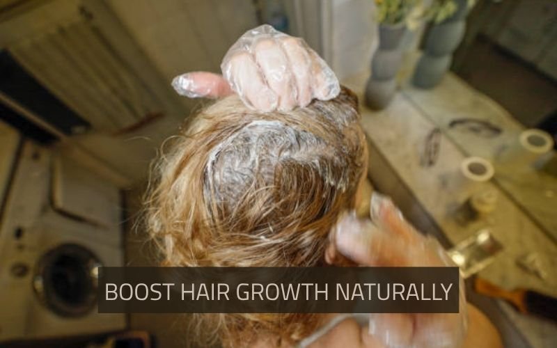 Applying homemade hair mask for hair growth and thickness