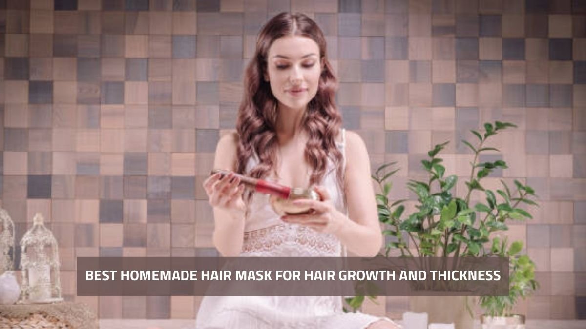 Homemade hair mask for hair growth and thickness with natural ingredients.