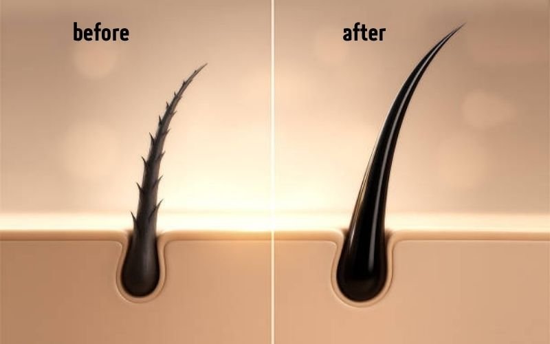 Dry melanin hair compared to moisturized healthy melanin hair
