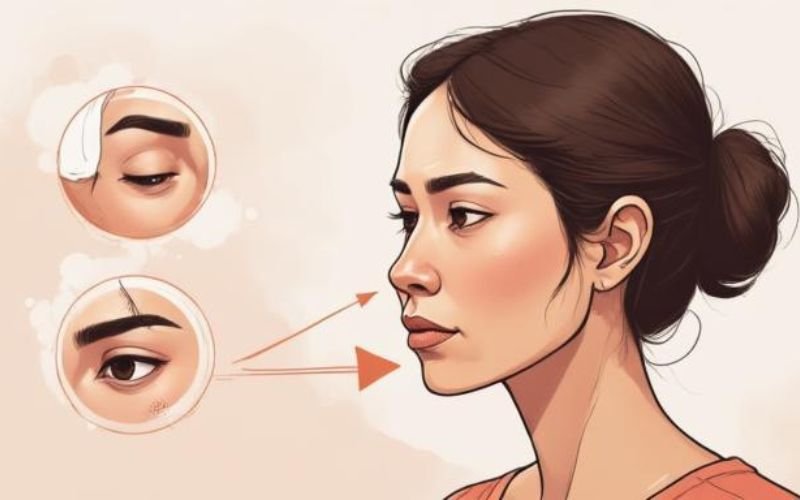 Illustration showing hormonal causes of eyebrow hair loss in women