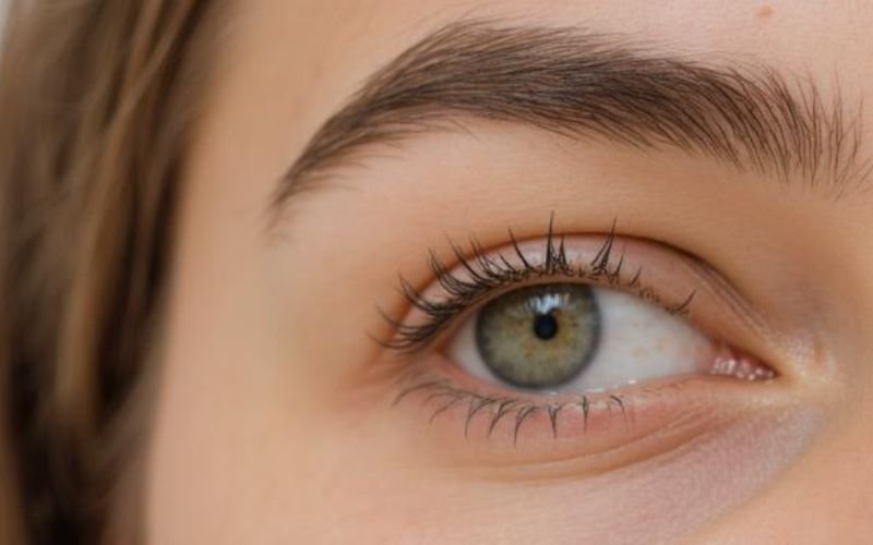 Close-up of thinning eyebrows in women